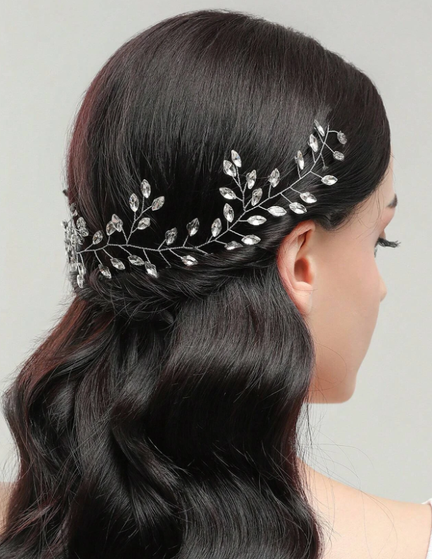 1pc Women Rhinestone Decor Glamorous Bridal Hair Band, For Wedding