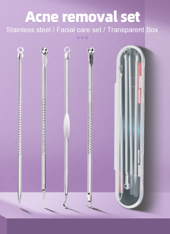 4 قطع أسود الرأس & إزالة حب الشباب فولاذ غير قابل للصدأ أدوات : ملاقيط , إبرة , , الى وجه العناية باالبشرة