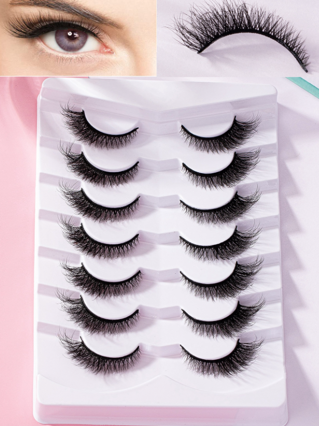 7زواج رموش صناعية ل ثلاثي الأبعاد ذيل السمكة عين ممدود 4-12ملم ثلاثي الأبعاد