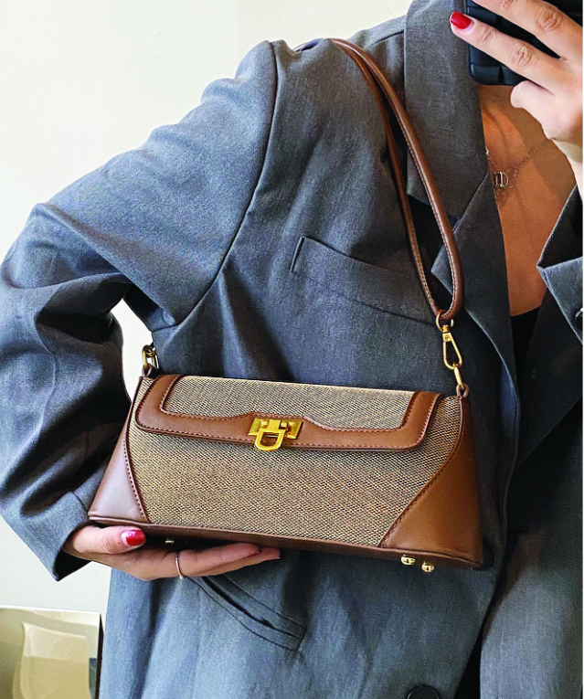 Colorblock Baguette Bag