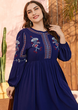 Load image into Gallery viewer, SHEIN Modely Plus Floral Embroidery Lantern Sleeve Maxi Dress
