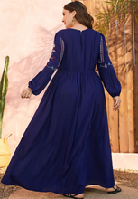 Load image into Gallery viewer, SHEIN Modely Plus Floral Embroidery Lantern Sleeve Maxi Dress
