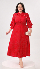 Load image into Gallery viewer, SHEIN Mulvari Plus Polka Dot Print Ruffle Trim Pleated Hem Shirt Dress
