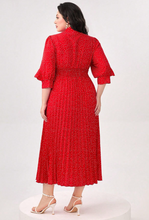 Load image into Gallery viewer, SHEIN Mulvari Plus Polka Dot Print Ruffle Trim Pleated Hem Shirt Dress
