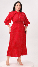 Load image into Gallery viewer, SHEIN Mulvari Plus Polka Dot Print Ruffle Trim Pleated Hem Shirt Dress
