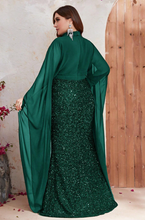 Load image into Gallery viewer, Giffniseti Plus Cloak Sleeve Sequin Formal Dress
