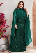 Load image into Gallery viewer, Giffniseti Plus Cloak Sleeve Sequin Formal Dress
