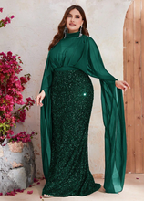 Load image into Gallery viewer, Giffniseti Plus Cloak Sleeve Sequin Formal Dress
