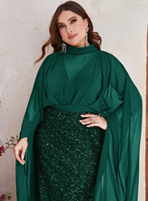 Load image into Gallery viewer, Giffniseti Plus Cloak Sleeve Sequin Formal Dress
