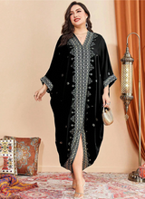 Load image into Gallery viewer, SHEIN Najma Plus Floral &amp; Geo Print Batwing Sleeve Split Hem Dress
