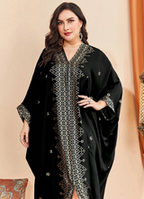 Load image into Gallery viewer, SHEIN Najma Plus Floral &amp; Geo Print Batwing Sleeve Split Hem Dress
