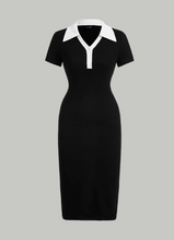 Load image into Gallery viewer, SHEIN MOD Contrast Collar Button Front Dress
