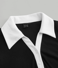 Load image into Gallery viewer, SHEIN MOD Contrast Collar Button Front Dress
