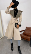 Load image into Gallery viewer, SHEIN Privé Contrast Collar Knot Cuff Belted Trench Coat
