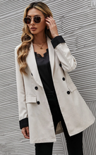 Load image into Gallery viewer, SHEIN LUNE Double Breasted Flap Detail Shawl Collar Blazer
