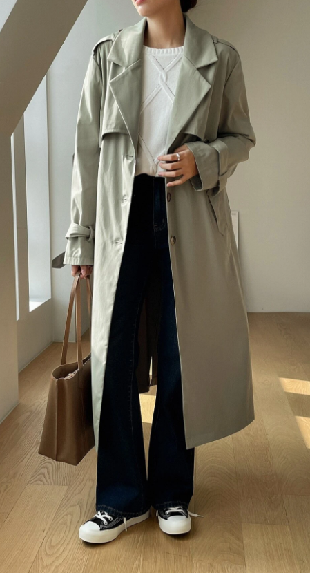 DAZY Epaulettes Design Slant Pockets Single Breasted Belted Trench Coat
