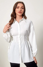 Load image into Gallery viewer, SHEIN Mulvari Lace Up Side Drop Shoulder Shirt

