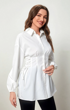 Load image into Gallery viewer, SHEIN Mulvari Lace Up Side Drop Shoulder Shirt
