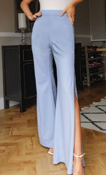 SHEIN Privé Split Thigh Flare Leg Pants