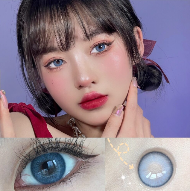 Blue Colored Contact Lenses With Same Prescription For Both Eyes, Sweet, Lovely, Natural And Two-piece Packaging