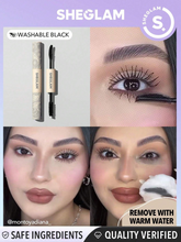 Load image into Gallery viewer, SHEGLAM All-In-One Volume &amp; Length Mascara-Washable Black 2 In 1 Double Head Brush Easy To Remove No Smudge Curling Separation Thick  Black Mascara Eye Makeup
