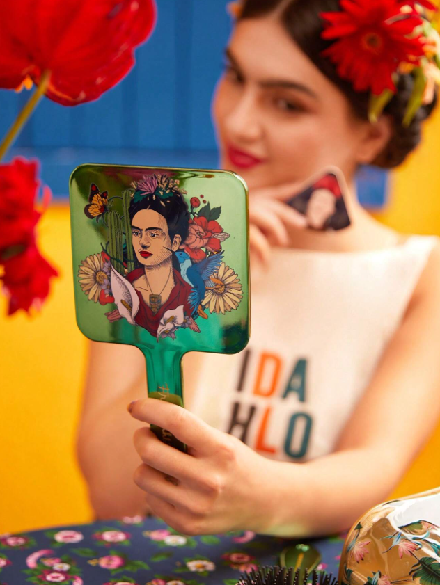 Frida Kahlo X SHEIN مرآة جرافيك شخص محمول باليد