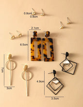 Load image into Gallery viewer, 6pairs Tortoiseshell Geometric Earrings
