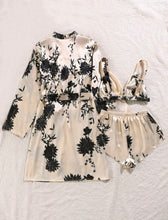 Load image into Gallery viewer, 3pcs Floral Print Belted Satin Night Set
