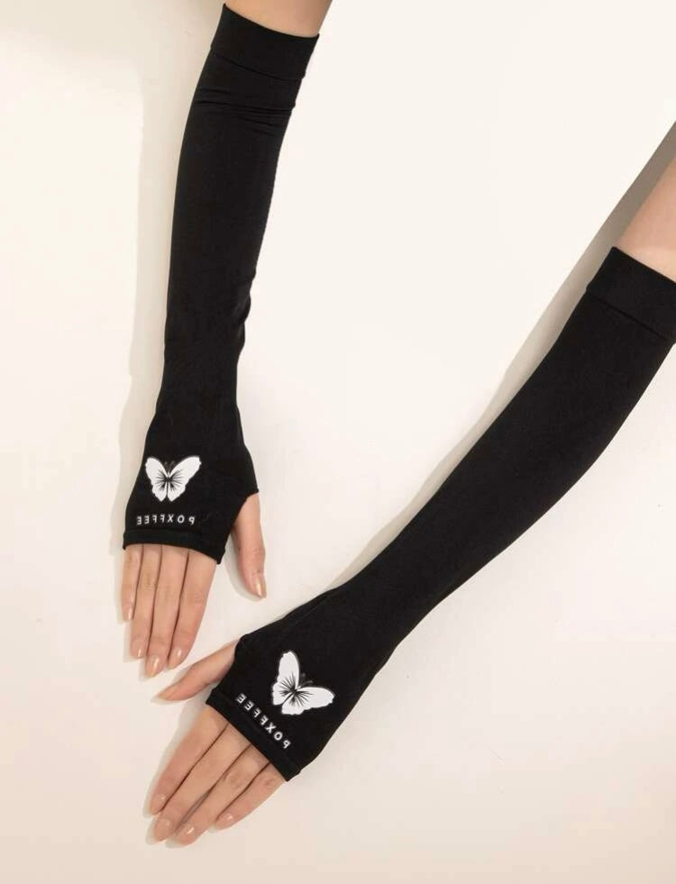 Butterfly Pattern Fingerless Arm Sleeves