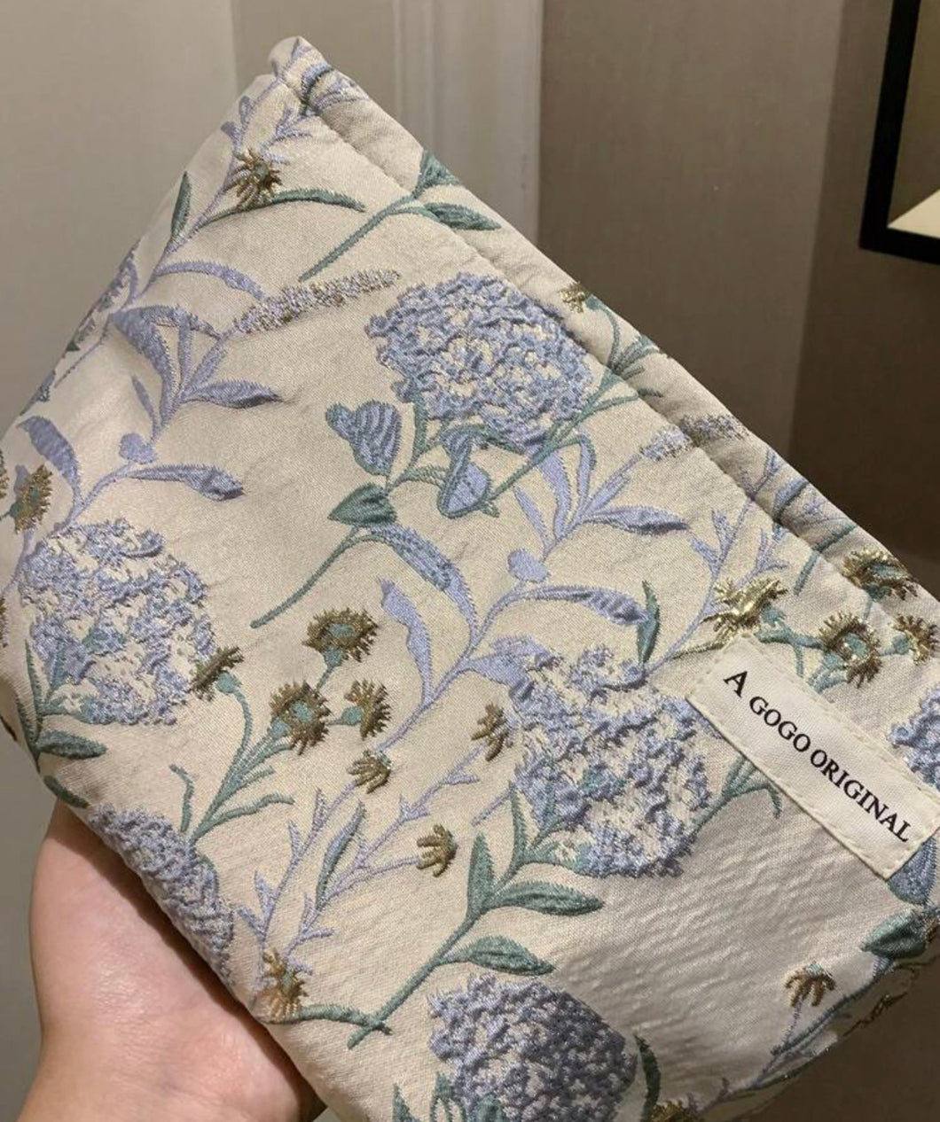 1pc Flower Print Zippered Makeup Bag