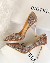 Load image into Gallery viewer, Allover Glitter Decor Stiletto Court Heels
