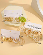 Load image into Gallery viewer, 17pairs Faux Pearl Decor Chain Design Hoop Earrings

