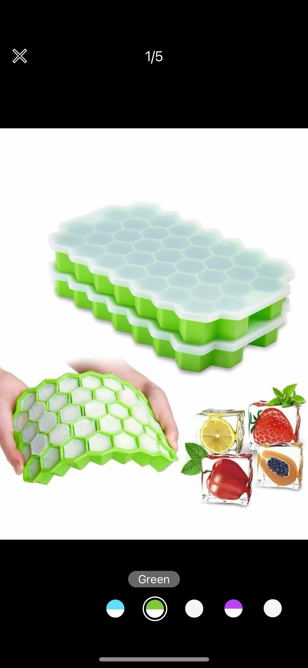 1pc 37 Grid Silicone Ice Cube Mold With Lid, Modern Green Ice Ball Maker Mold For Cold Drink, Summer