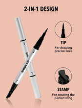 Load image into Gallery viewer, SHEGLAM Wing It Waterproof Liner Duo - Black 2 In 1 Waterproof Liquid Eyeliner Wing Stamp Pen Cat Eye Smudge-Proof Long Lasting Ultra-Fine Winged Eyeliner
