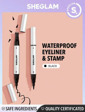 Load image into Gallery viewer, SHEGLAM Wing It Waterproof Liner Duo - Black 2 In 1 Waterproof Liquid Eyeliner Wing Stamp Pen Cat Eye Smudge-Proof Long Lasting Ultra-Fine Winged Eyeliner
