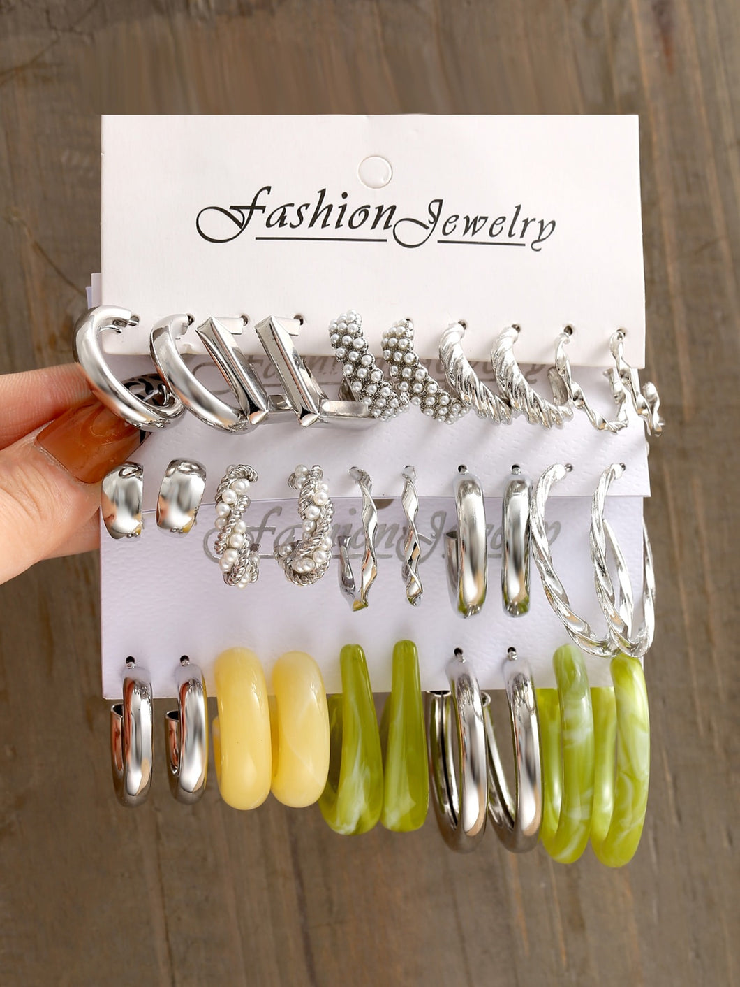 15pairs Faux Pearl Decor Cuff Hoop Earrings