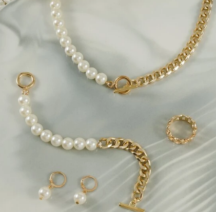 5pcs Faux Pearl Decor Jewelry Set