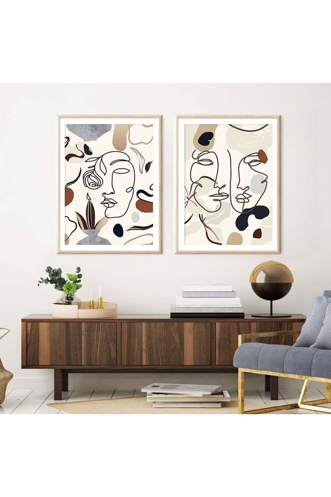 FOGO WOOD Ahşap 2'li Çerçeveli Soyut Tablo 13rt12