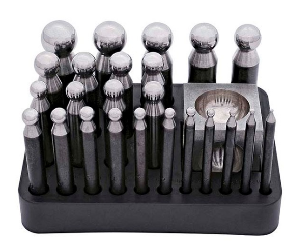 Steel 24-Piece Dapping Punch Set With Block