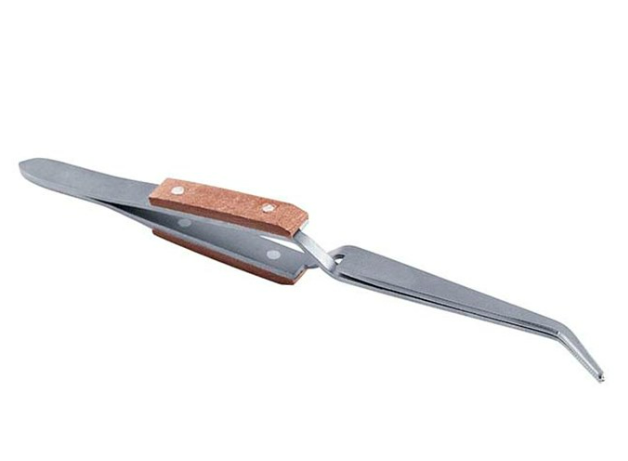 Titanium Curved Cross-Lock Tweezers with Fiber-Grip Handles