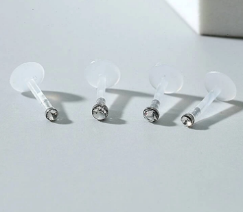 4pcs Rhinestone Decor Labret Lip Ring