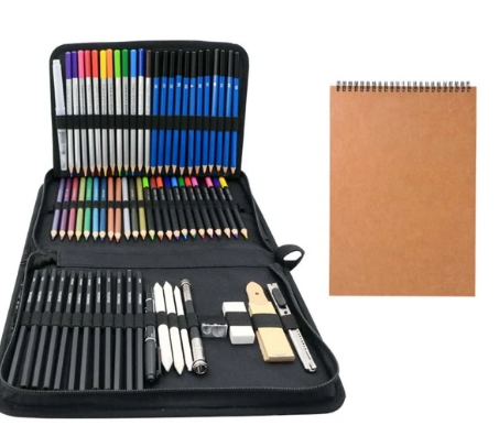 72pcs Pencil & Marker Pen & Sketch Notebook