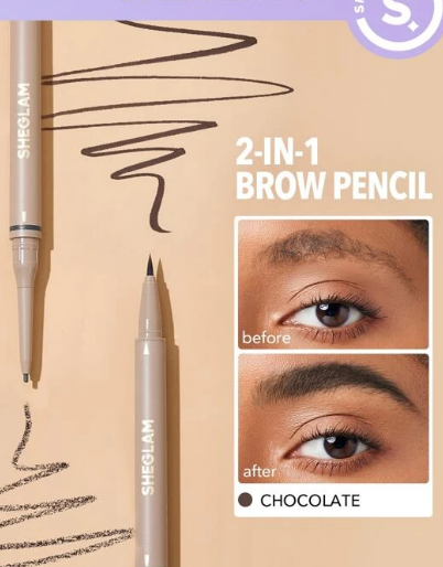 SHEGLAM قلم حواجب 2 في 1 شوكولاتة Brows On Demand