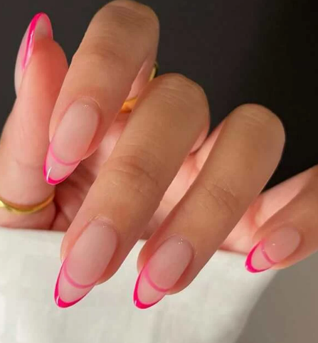 24pcs Short Almond Fake Nail & 1pc Nail File & 1sheet Tape