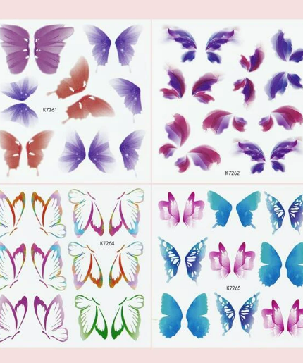 4sheets Butterfly Pattern Facial Tattoo Sticker