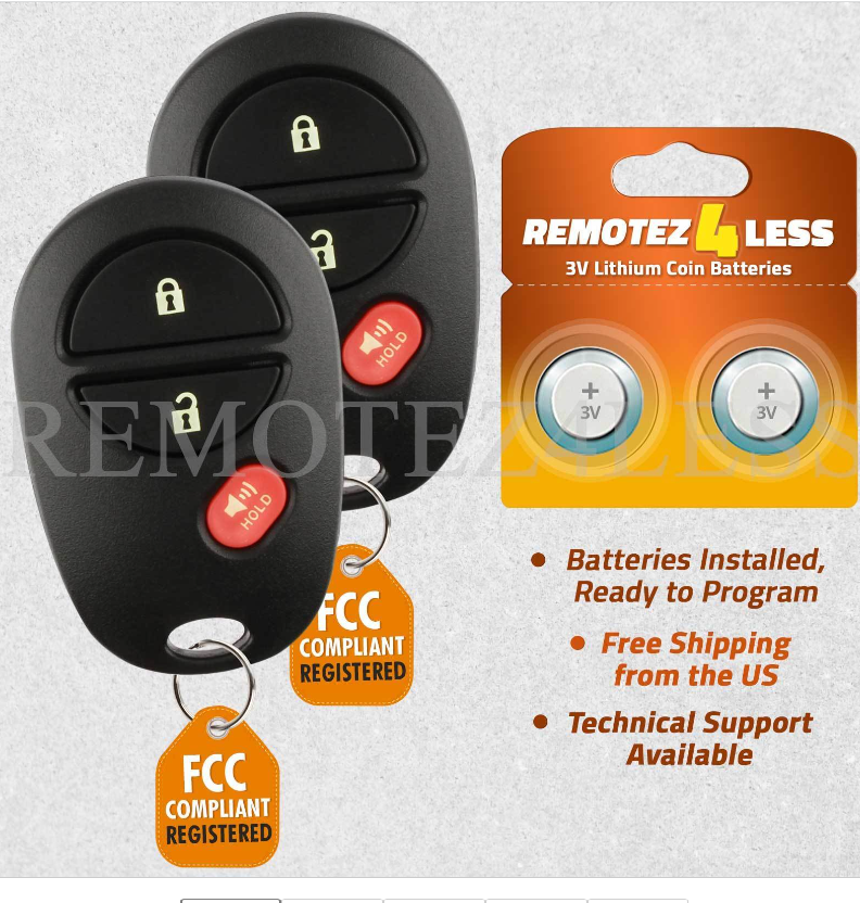 2 For 2007 2008 2009 2010 Toyota Tundra Keyless Entry Remote Car Key Fob