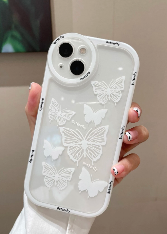 Butterfly Print Clear Phone Case