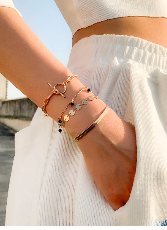 4pcs Disc Detail Bracelet