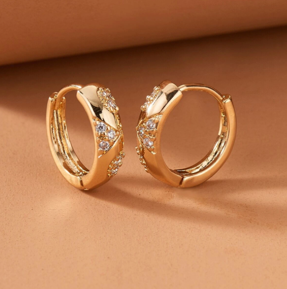 Rhinestone Decor Hoop Earrings