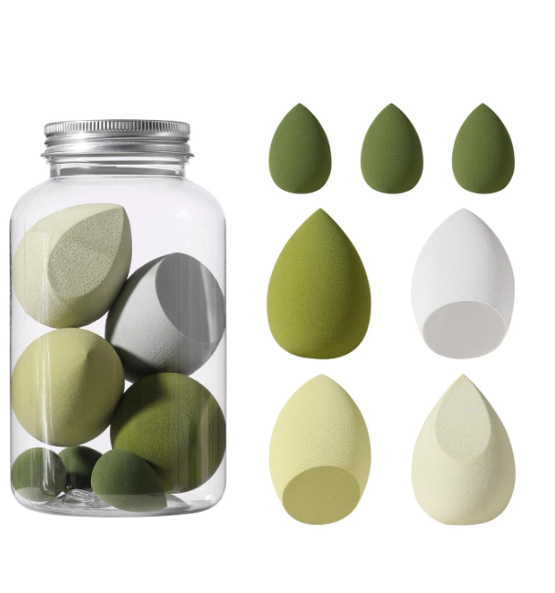 7pcs Water-drop Design Makeup Sponge & 1pc Storage Box